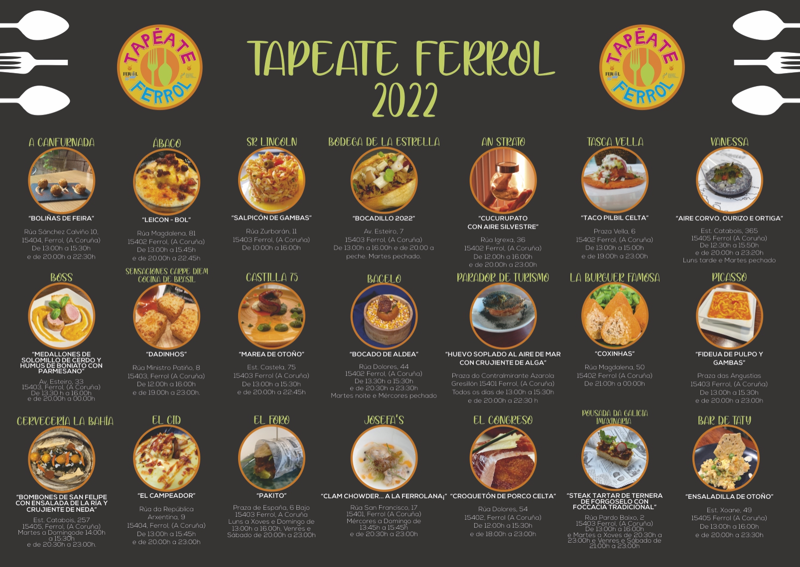 folleto Tapéate Ferrol 2022