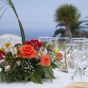 Centro floral en banquete en del Parador de La Palma