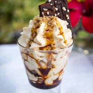Copa de helado en el restaurante del Parador de La Gomera